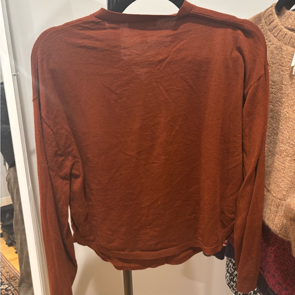 COS Rust Button-Down Lightweight Wool Cardigan - image 2